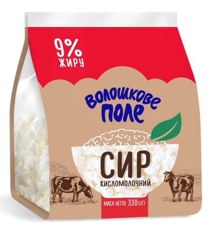 Сир кисломолочний 9% фасований 330г Волошкове Поле